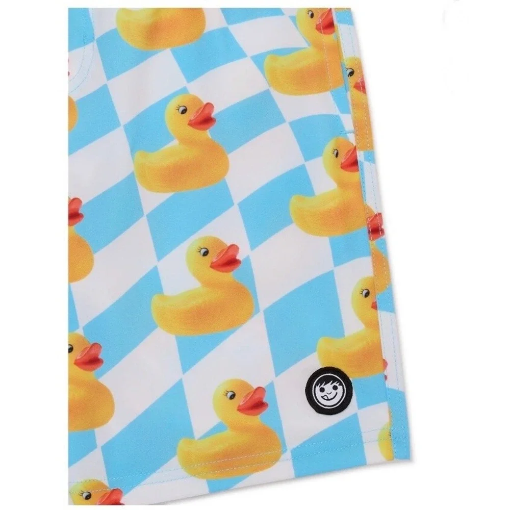 Neff Boys Ducky Tile Graphic Swim Shorts Large 10-12 New with Tags Blue White